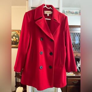 Talbots Vibrant Red Pea Coat